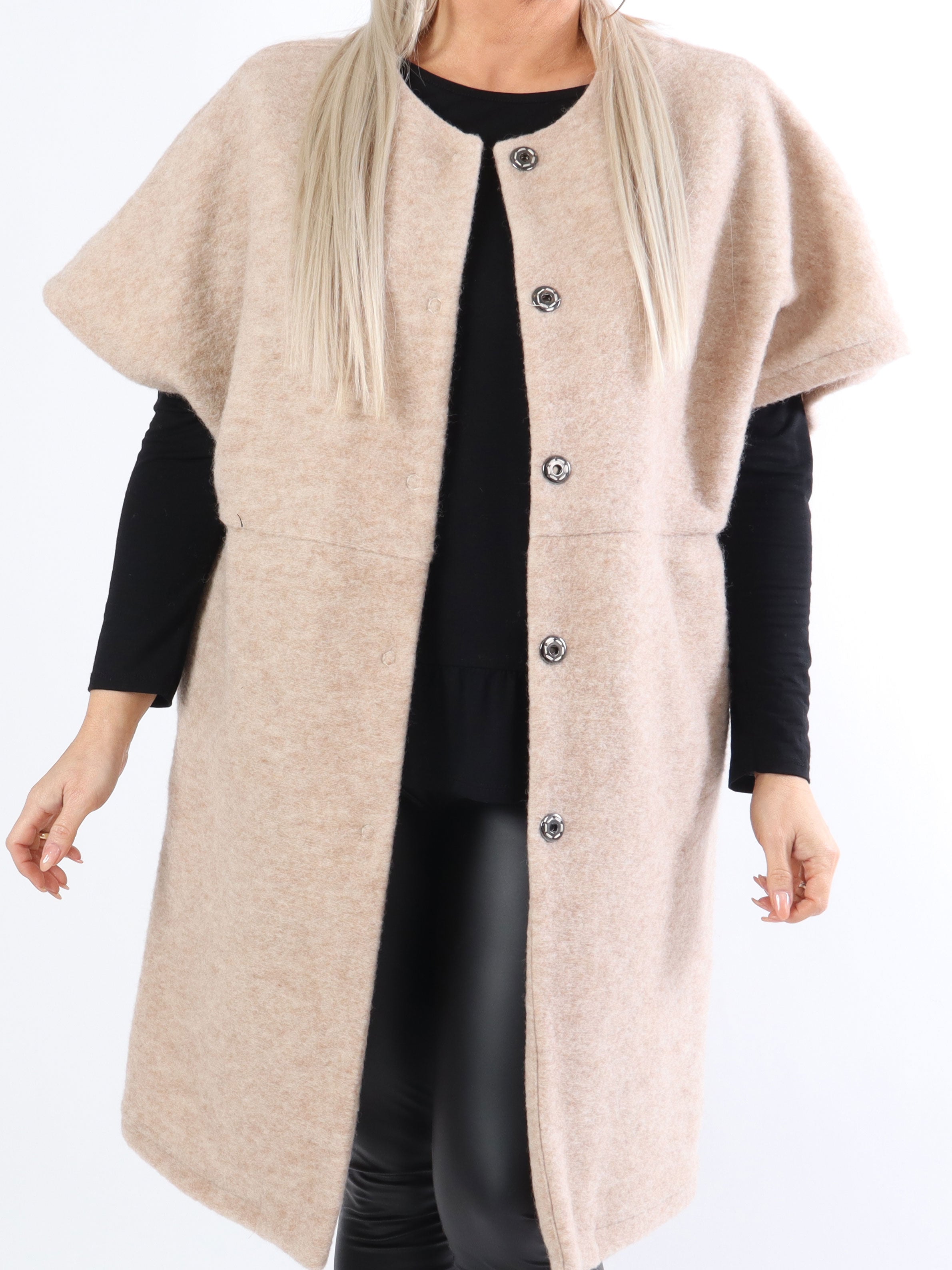 Bianca - Mjuk varm väst med knappar - Grey